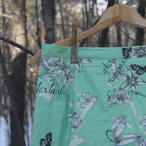 Botanical/butterfly print skirt - 100% Cotton